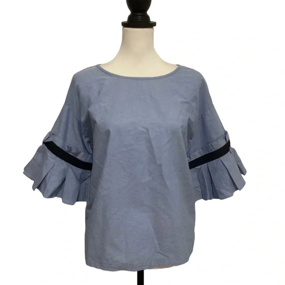 Chepè Italy Woman’s Blue Chambray peasant style top. Small - Picture 1 of 8